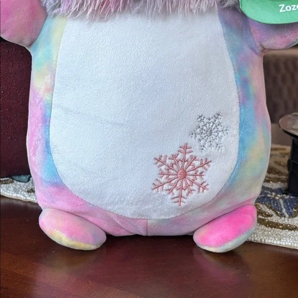 Brand New Squishmallows HugMees Christmas Zozo Pastel Rainbow Plush Snowflake